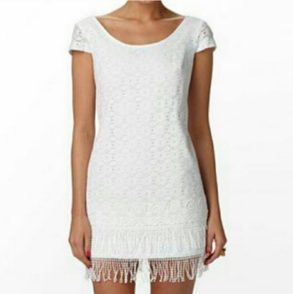 Lilly Pulitzer White Lace Cotton Fringe Dress